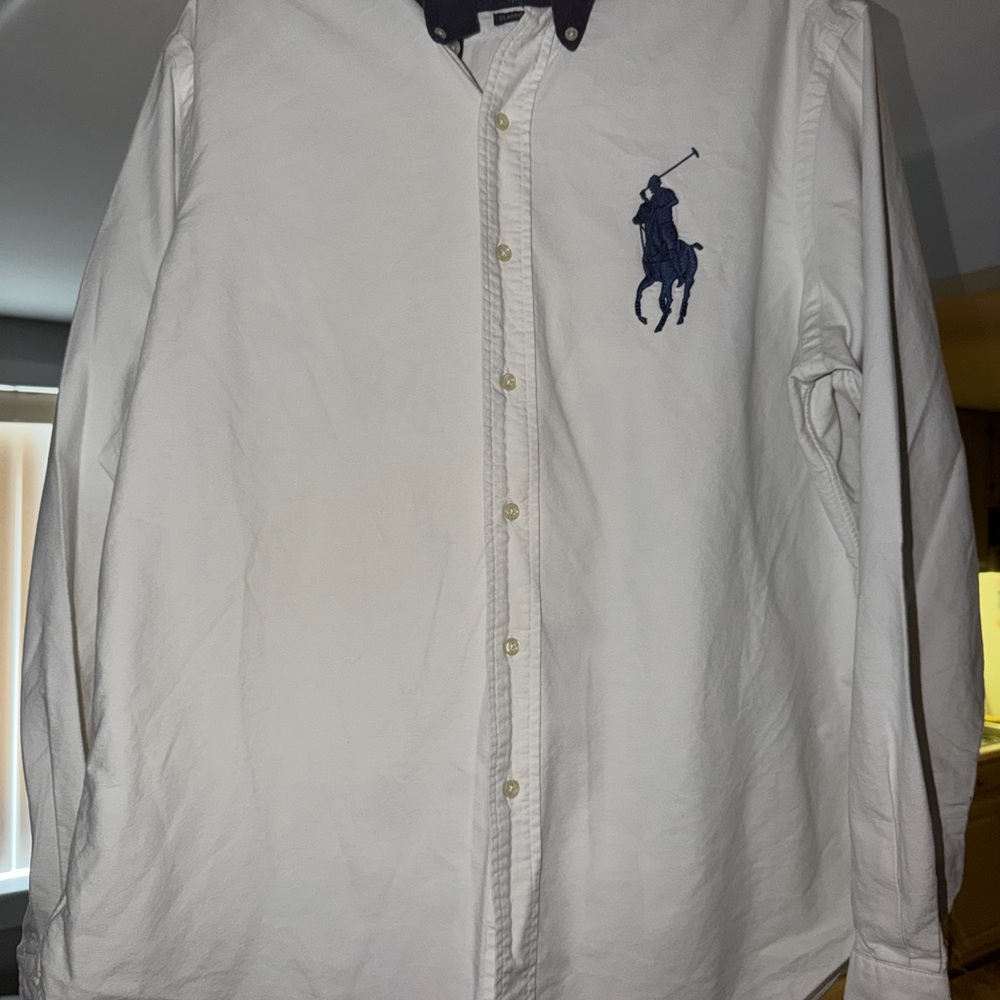 Ralph Lauren White Shirt with Navy Logo